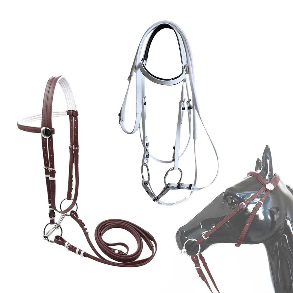 Trense mit Zügeln, Kopfstück-Zubehör, Reitseil, Edelstahlgebiss für Kursstunden und