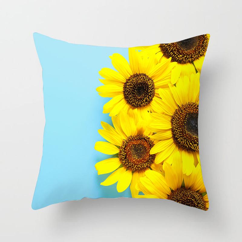 45x45cm Sunflower Print Cushion Cover Plant Landscape Pillowcase Decoration Pillow Cover For Living Room Bedroom Chair Decor