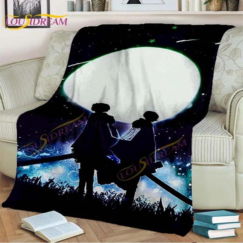 Classic Anime Blanket Attack On Titan Blanket Eren Jaeger Blanket for Bedroom Sofa Livingroom Cartoon Blanket Children's Blanket