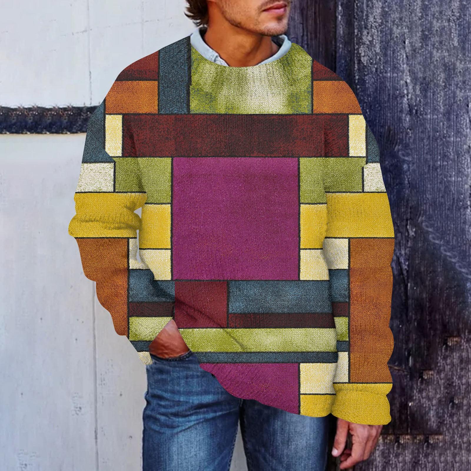 

Мужской принтованный синтетический свитер с круглым вырезом, спортивная одежда, свободный топ с длинными рукавами XL жёлтый