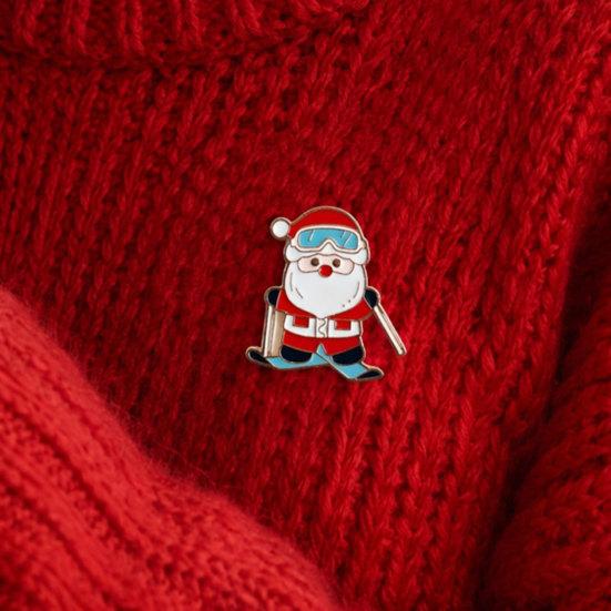 Christmas Cartoon Santa Claus Brooch, Reindeer Gingerbread Snowman Lapel Pin, Enamel Badge Pin for Clothes Bag Hat Scarf Suit