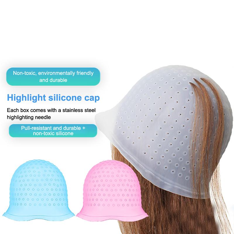 Gorro para Mechas Reutilizable de Silicona Gorro para Mechas Gorros Pull Through para Teñir el Cabello Gorro para Frosting con Gancho