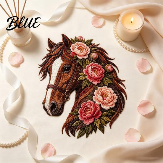 Creative Needlework Supplies Art Sewing Fabric DIY Patchwork Kit Floral Horse Flower Theme Kit