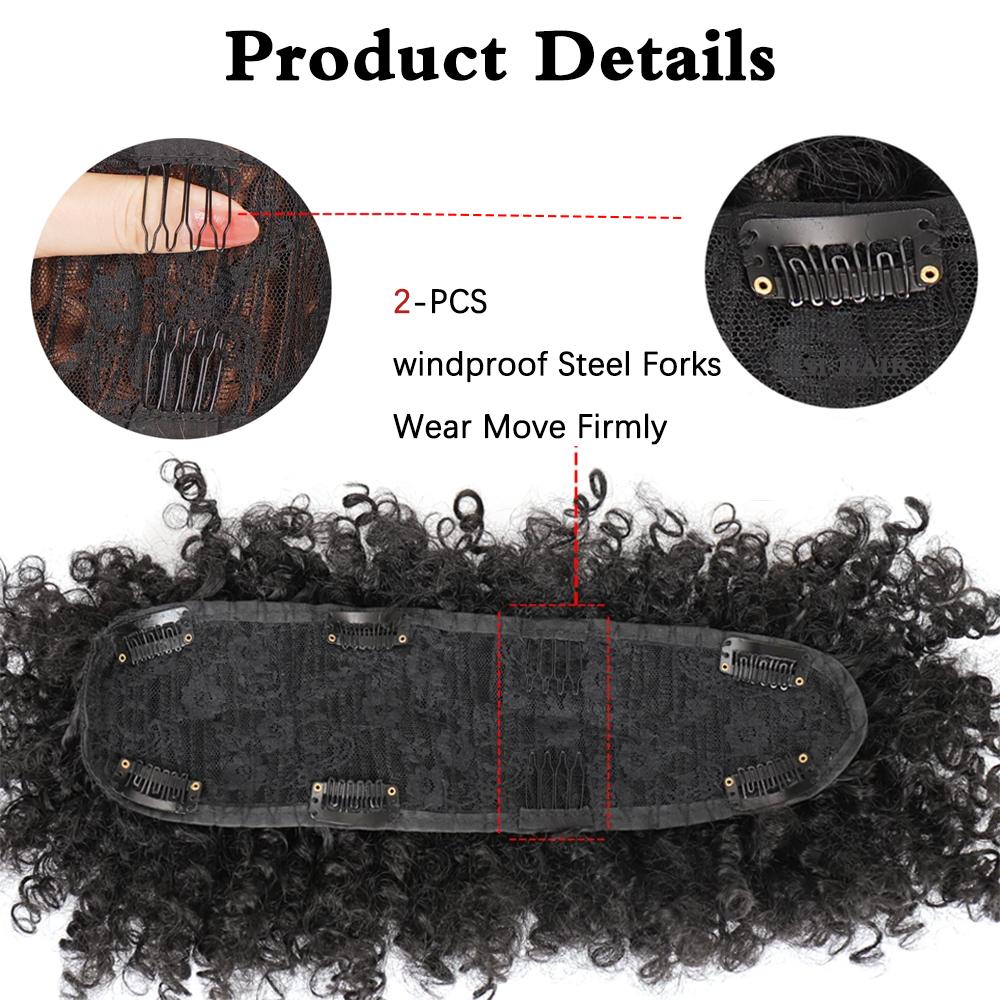 Synthetic Mohawk Hair Clip In Bun Mohawk Kinkys Curly Hair Piece For Black Women Cosplay And Party Wear