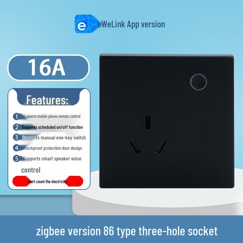 eWeLink Smart WiFi Wall Socket 86 Type 10A - Remote, Voice-Controlled App for Mobile