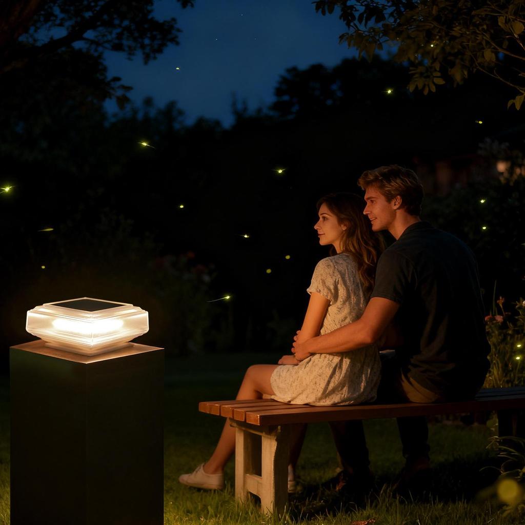 Post Lights Solar-Powered Waterproof Lanterns Decorative Post Lights Outdoor For Outdoor Christmas Yard Porch Patio Deck Fence