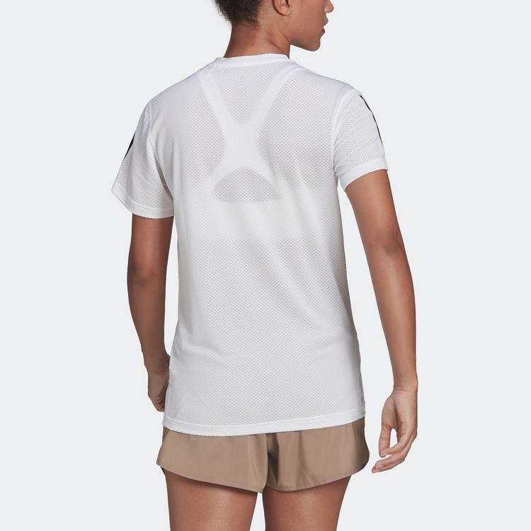 Adidas Own The Run Cooler Tee With Three-Stripe Logo Print Women Tops White HB9375