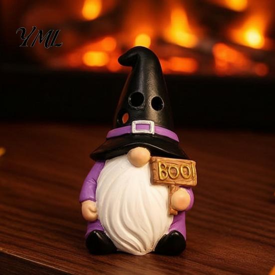 Compact Showcase Decorations Halloween Decoration, Resin Skull Ghost Mouth Gnome Figurine for Home Durable Craft Ornaments Table Tiered Tray,