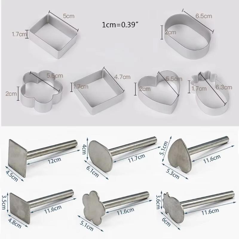 Rectangle Shape PineApple Cake Pie Biscuit Cutter Mold Pulburon Molder With Pusher Cake Decorating Tools Stainless Steel