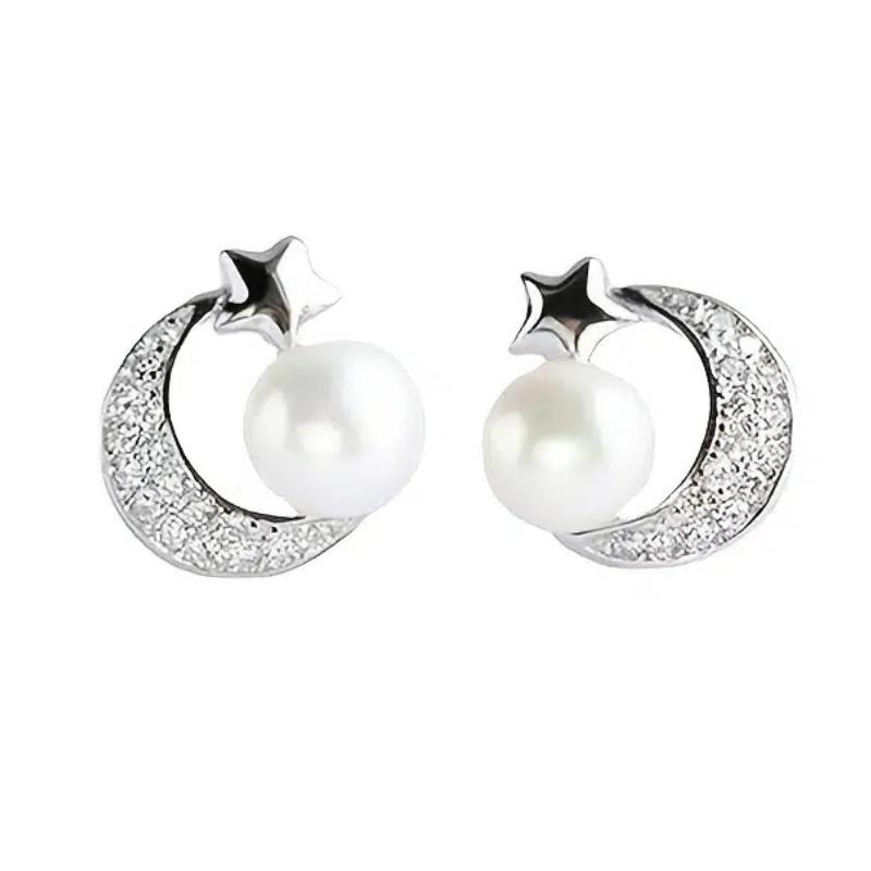 1 Pair  Star Moon Stud Earrings for Women Fashion Cute Earrings