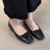 French retro soft leather square head bow single shoes women's Doudou shoes 2025 autumn new shallow flat shoes ladyshoes