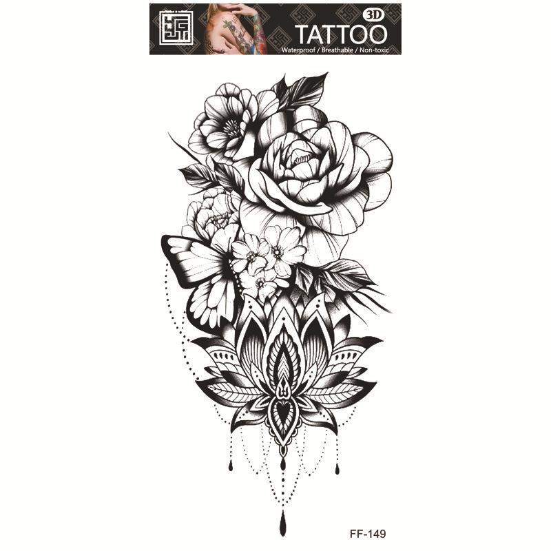 Yuanhua Waterproof Wolf Head Totem & Arabic Text Tattoo Stickers