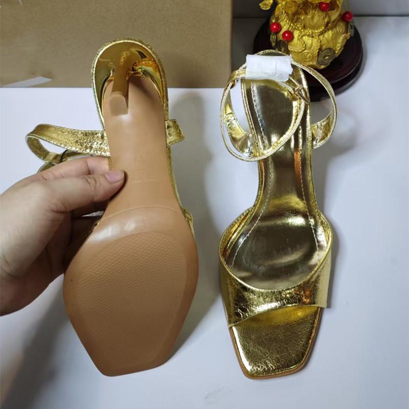 Fashion Ins Style Fashion Square Toe Patent Leather Women Gladiator Sandals Sexy Ankle Strap Buckle Thin High Heels Summer Office Shoes