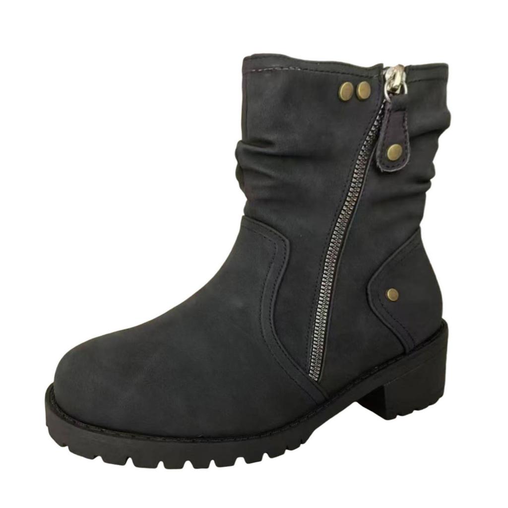 Women's Cowboy Country Boots Mid Calf Modern Round Toe Chunky Heel Ankle Boots Casual Boots for Women Booties
