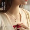 Women Light Luxury Niche Minimalist Four Leaf Clover Cat Eye Stone Clavicle Necklace