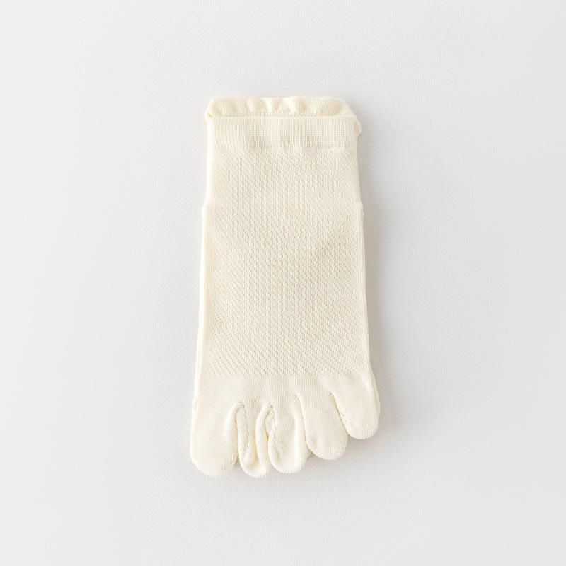 Spring/Summer Anti-Pilling Ultra-Thin Five-Toe Socks, Unisex, Short Tube, Pure Combed Cotton, Mesh Design