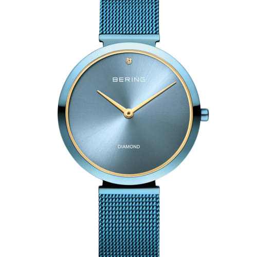 

BERING Women s Charity Model Quartz Watch, Blue Stainless Steel with Mesh Strap, Time to Care (18132-charity1), Officially Imported, 3-Year Warranty