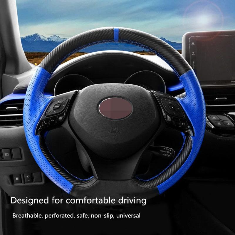DIY  made paragraph  leather Car Steering Wheel Wrap Cover For Toyota CHR C-HR 2017 2018 Car accessories