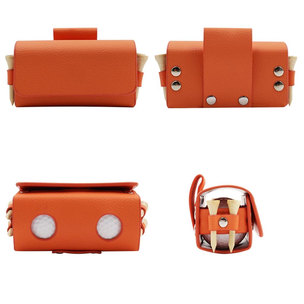 Golf Ball Bag Pouch with Holder Golf Belts Waist Bag Small   Golf Sports Accessory PU Leather Golf Ball Sack