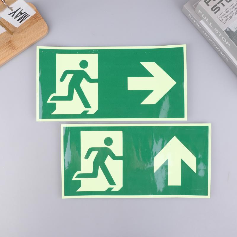 New 1 Luminous Exit Sign - Emergency Evacuation Safety Wall Decal, Photoluminescent Fire Evacuation Indicator With Green Border
