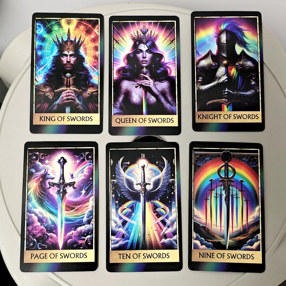 10.3*6cm Rainbow Tarot Deck 78 Colorful Tarot Oracle Cards Illustration Divination Wisdom Oracle Cards RWS System for Beginners