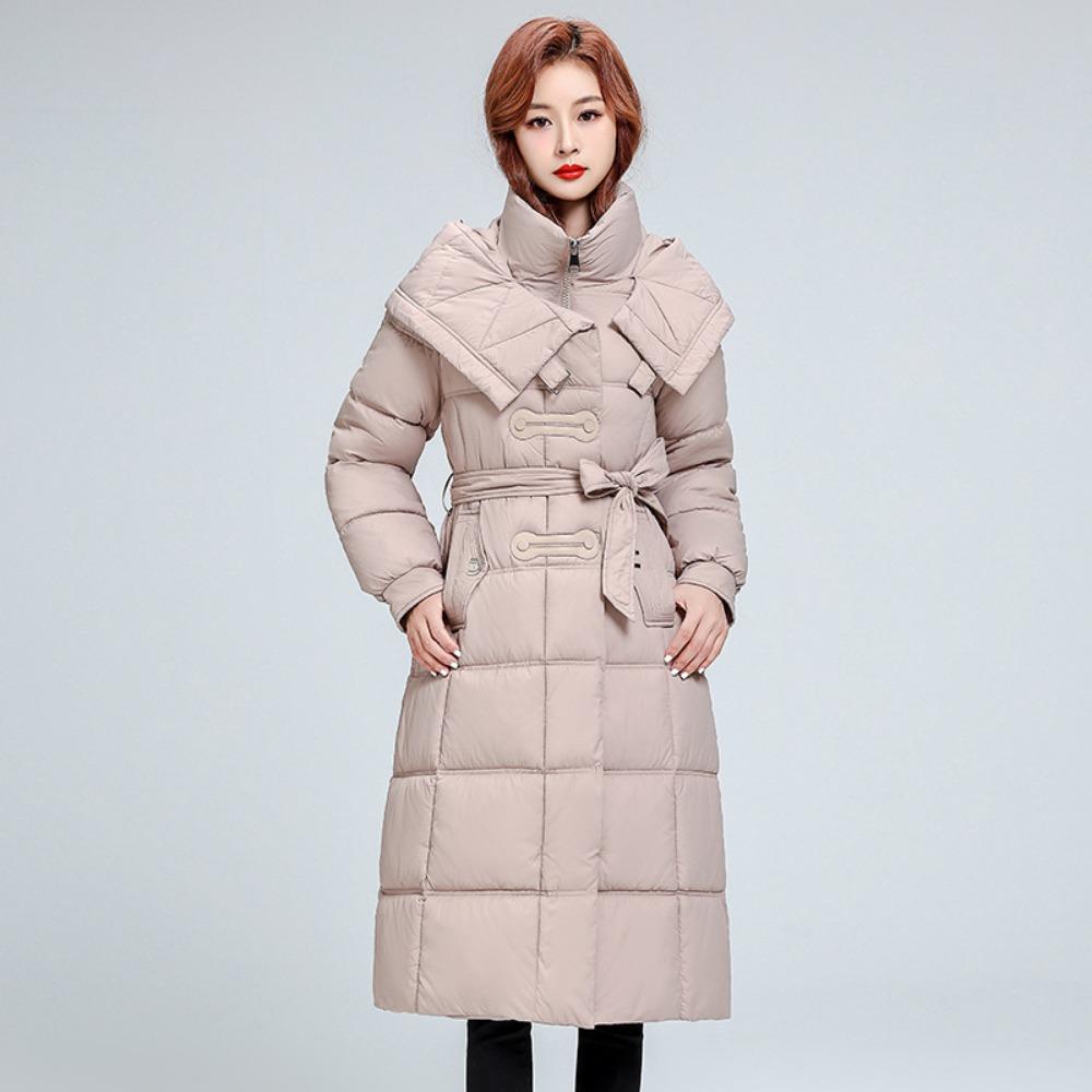 

Long cotton-padded clothes women s winter over-the-knee cotton-padded jackets loose large size foreign style fashion jackets cotton-padded clothes L хаки