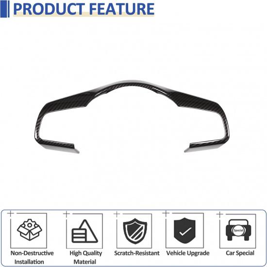 Daeiclru Car Steering Wheel Cover Trim Compatible with Jaguar F-Pace F-Type XF XF XFL 2016-2019, Steering Wheel Decoration Frame Accessories (Carbon