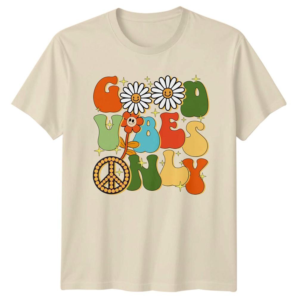 Good Vibes Only Retro Daisy Peace Vintage Style TShirt