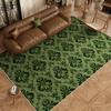 Retro Green Non-slip Waterproof Floor Mat - Vintage Style, Washable, Ideal for Living Room, Bedroom, Sofa, or Under Coffee Table.
