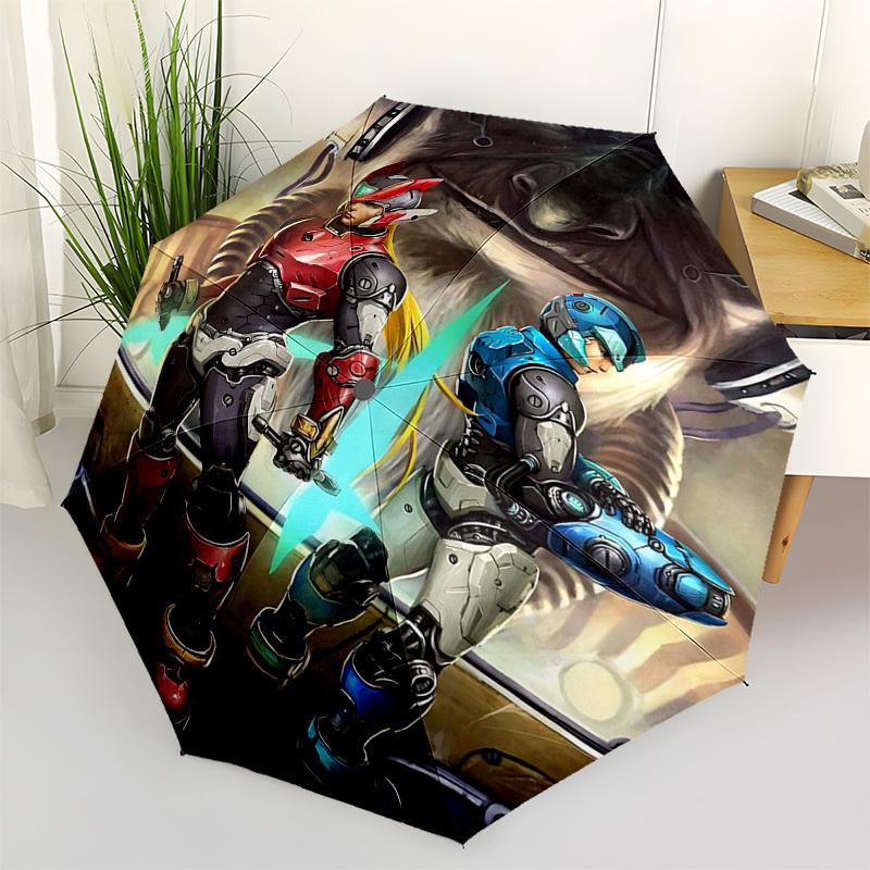 

1pc Auto-Open Close Outdoor Umbrella with 3-Fold Design, Featuring Mega Man X & Zero, Perfect for Outdoor Use, Travel, Daily Life, and Gifts!L033