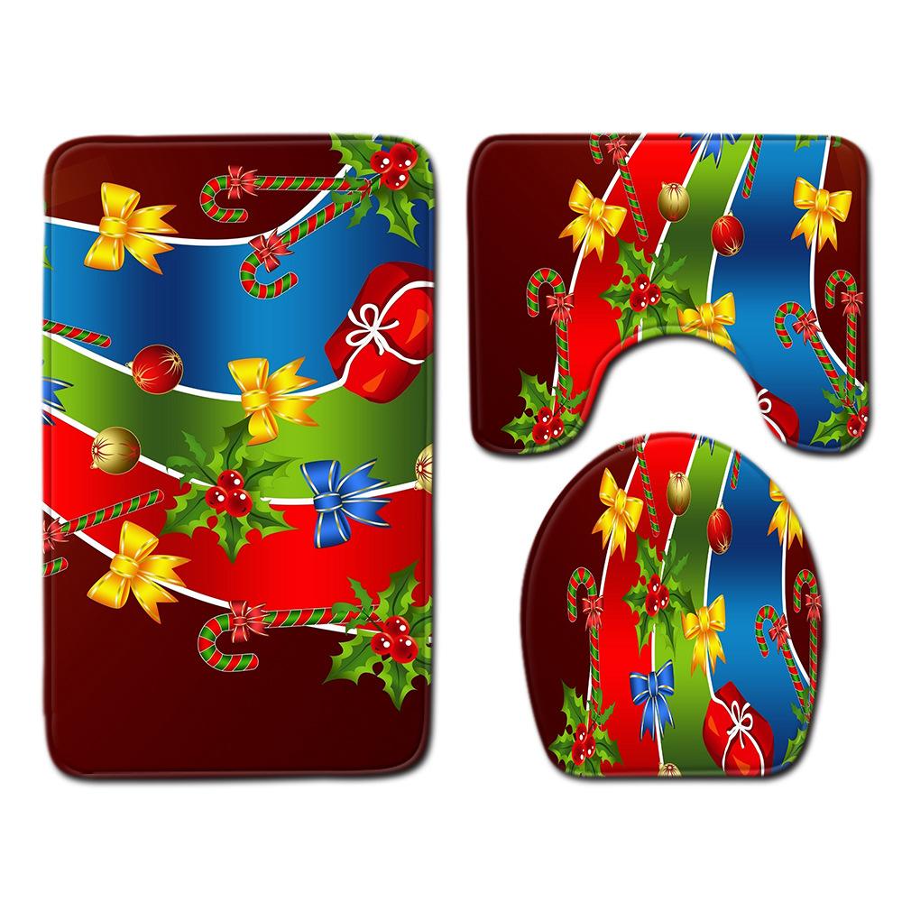Christmas Bathroom Floor Mat Toilet Three-Piece Set