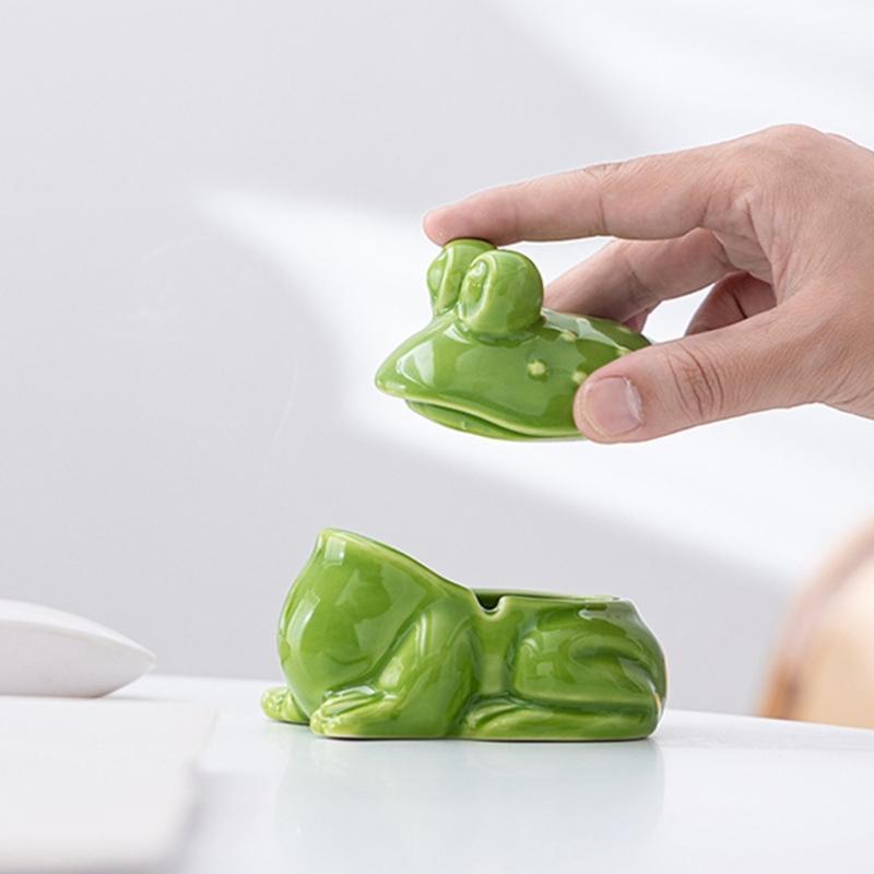 Detachable Frogs Shaped Ashtray Soap Holder for Bar Bathroom Toilet Home Office Hotel Detachable Lid