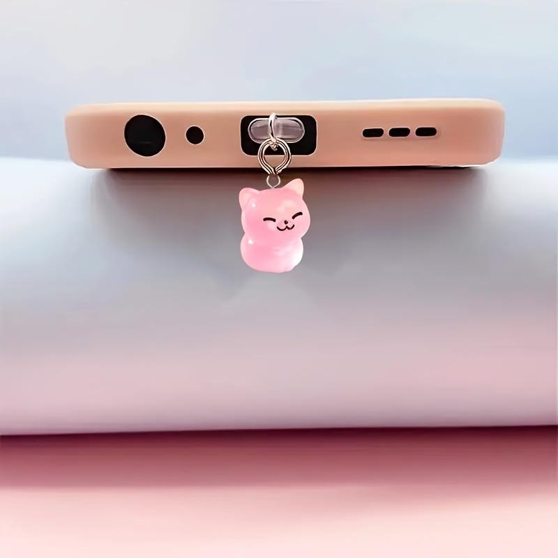 Cute Kitten Mobile Phone Dust Plug - DIY, Luminous, Exquisite and Compact, Protects Charging Port