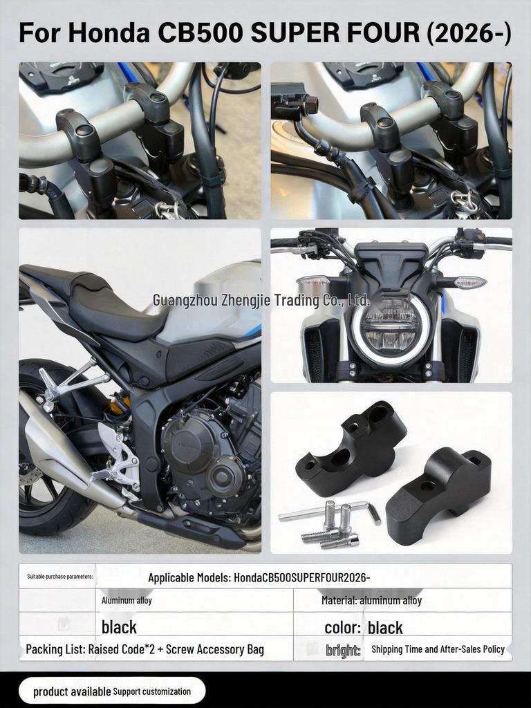 Fits Honda CB500SF: 26-Model Handlebar Riser and Rearward Shift Mount for Height Adjustment and Accessories.