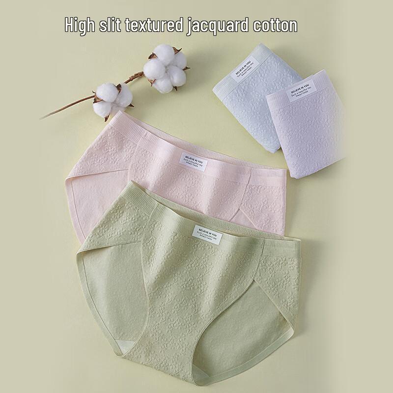 FitonTon Women's 4-Pack Cotton Seamless Antibacterial High-Cut Briefs