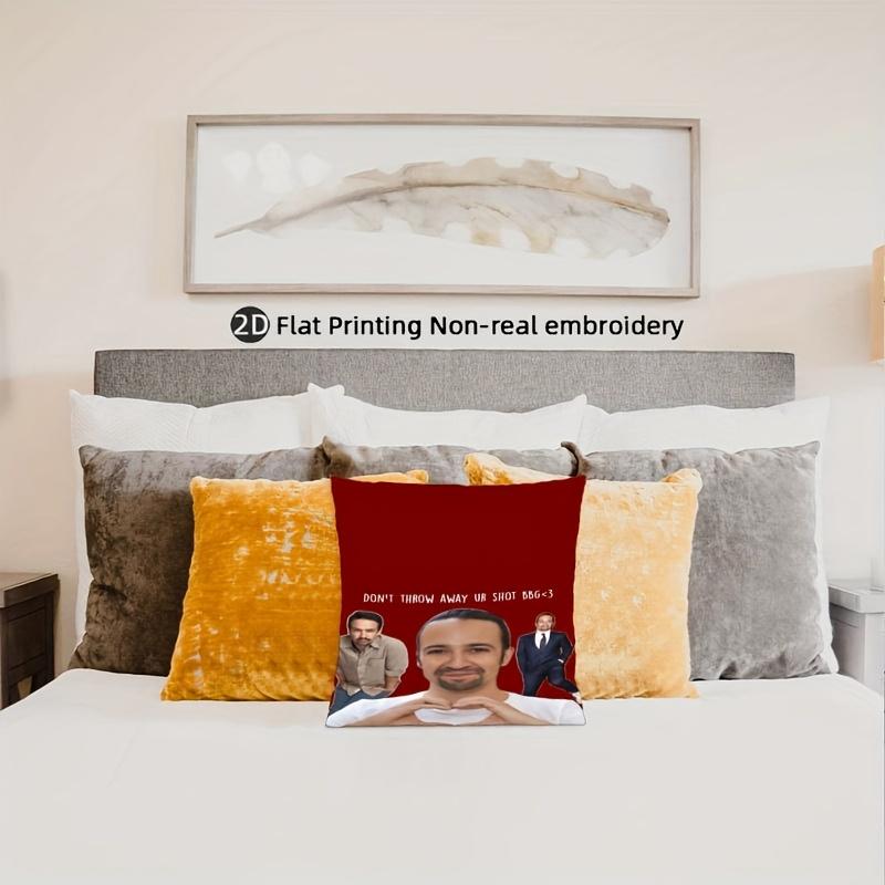 Panika Chen Unisex 1Pc Hamilton Musical Fans Pillow Cover, Polyester 2D Double Sided Print Cushion Case, Lin-Manuel Miranda Funny Meme Throw Pillow