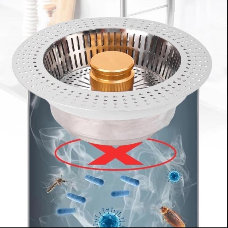 1 ks filtr do dřezu s odrazným jádrem - prevence zápachu a úniků, filtr do odpadu pro myčku nádobí, protizamačkávací sítko
