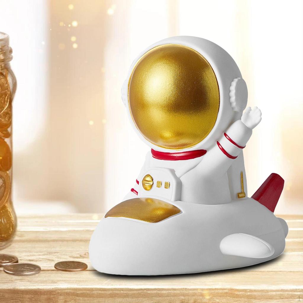 Creative Astronaut Piggy Ornament Coin Box Statue Sculpture Saving Pot for Home Decor
