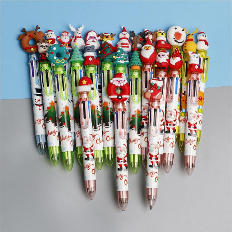 

6pcs Cartoon Santa Claus Colorful Pencil Xmas Tree Ballpoint Pen Merry Christmas Gifts Office School Stationery Writing Tools other