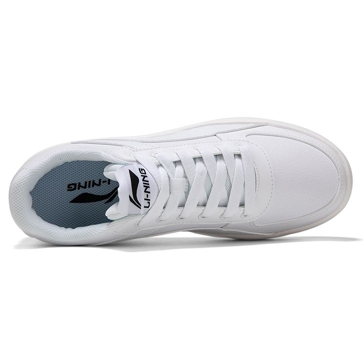 Li Ning Synthetic Leather Slip Resistant Durable Lightweight Low Top Skate Shoes Men Sneakers White Blue AGCP335-6