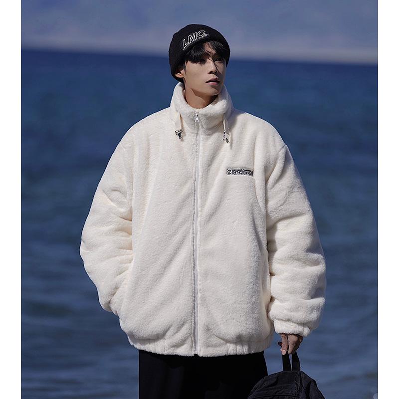 

Осенне-зимнее новое мужское модное и универсальное утепленное хлопковое пальто из искусственного кроличьего флиса высокого качества и свободное пальто 3XL