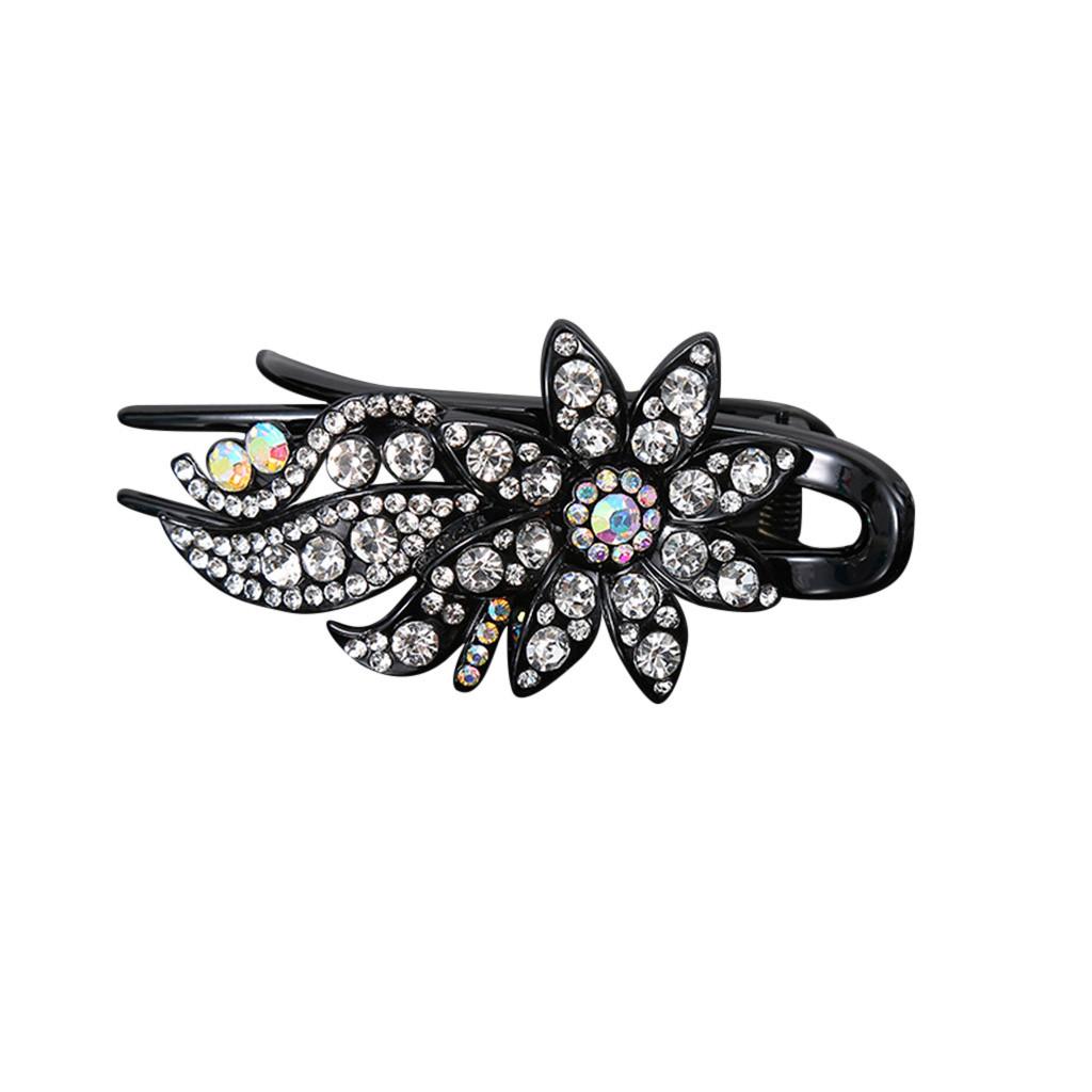 

Rhinestone Flower Hair Clip Flexible Design Women Hair Dovetail Clip белый
