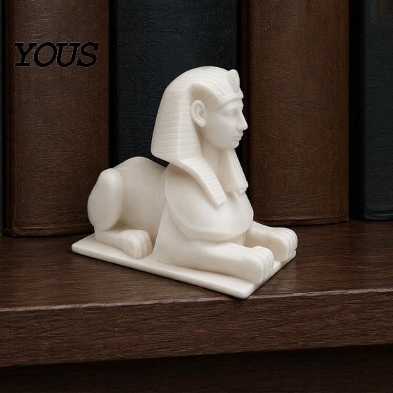Replica Egizia Vintage Statua della Sfinge Stampata in 3D, Statuetta Leone Bianco per Scrivania, Ornamento Mistico Antico per la Casa Decorazione Egitto Scaffale, Mitologica