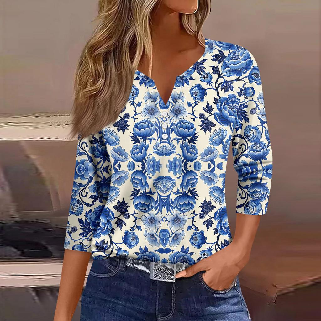 Women's 3/4 Sleeve Shirts Graphic Tees Shirts Casual Basic Tops Pullovers