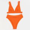 European and American High-waisted Bikini Small Pit Strip Swimsuit Women's Solid Color Sexy Split Swimsuit