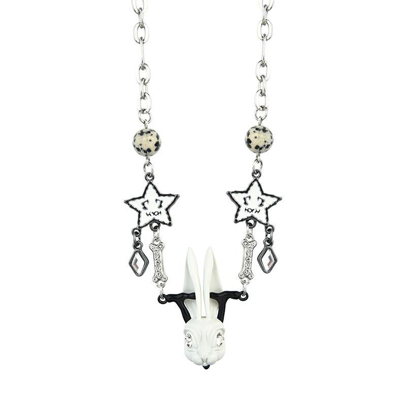 Stylish Titanium Steel Bunny Necklace With Adorable Lucky Star Charm For Trendy Men Women And