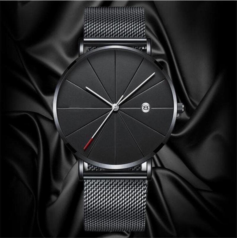 Men's Ultra-Thin Wormhole Concept Quartz Watch with Mesh Band