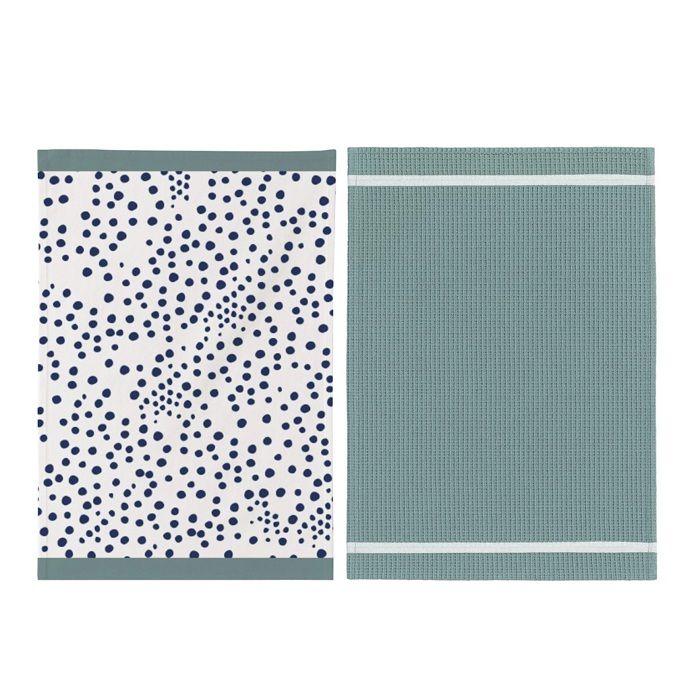 Torchons - Lot de 2 - 50 x 70 cm - 100% coton absorbant - Bleu chic