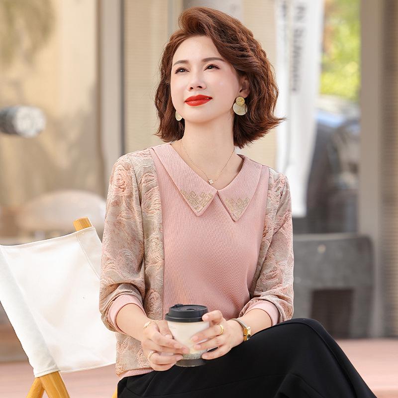 2026 Stylish Autumn Base Layer Top for Middle-Aged and Elderly Women - Short T-shirt for Spring and Autumn