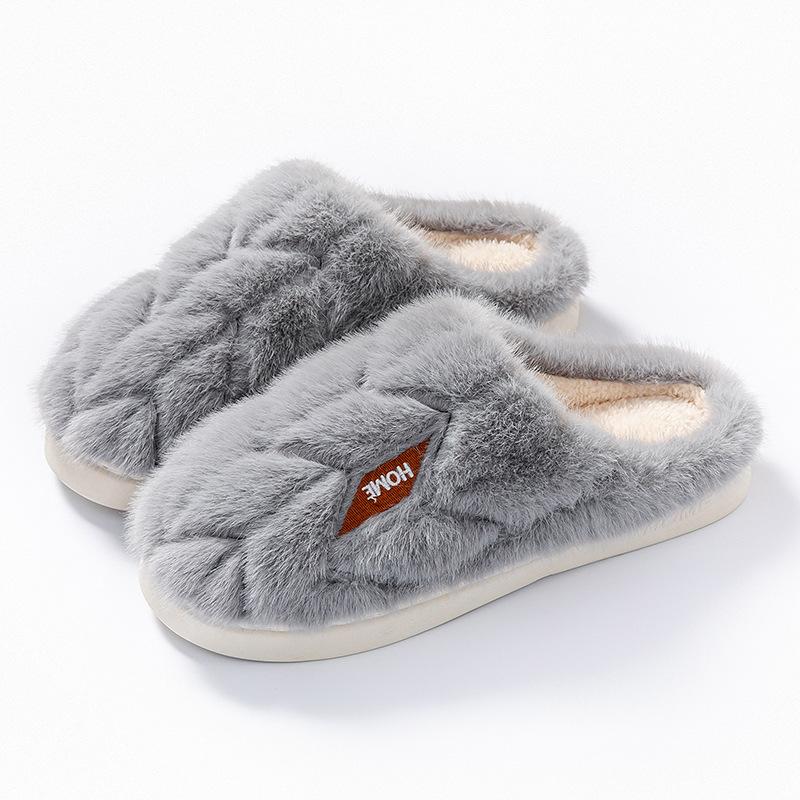 Cotton Slippers Autumn and Winter Rebound Thick Bottom Velvet Warm Indoor Home Hotel Couple Wool Slippers